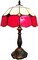 Red and White Genuine Stained Glass Shade & Lamp Base - Perfect for a Living Room, Bedroom, Office, & More
